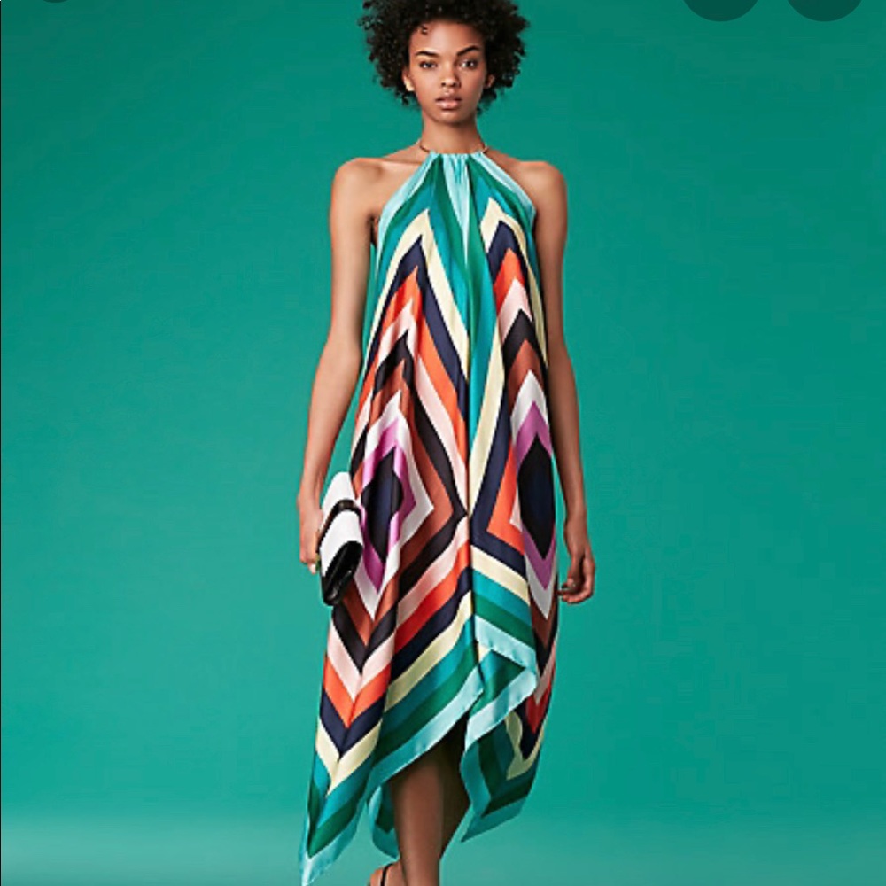 NWT DVF scarf halter dress with handkerchief hem